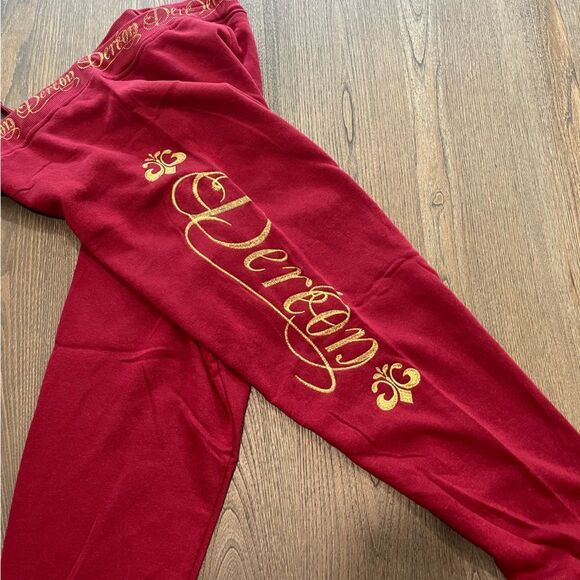 NWT Dereon Wine Red Gold Cropped Jogger Sweatpants Size 3X - Picture 3 of 8